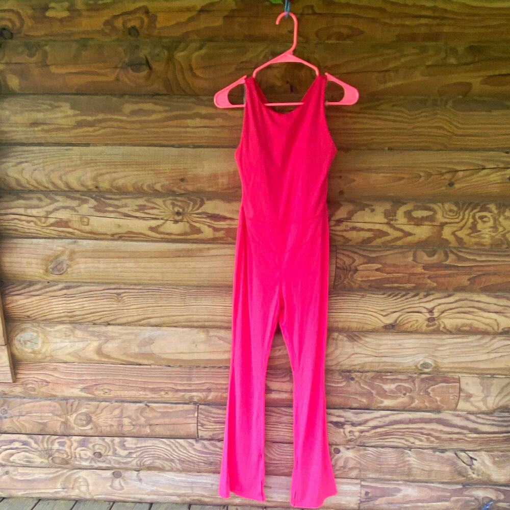 JoyLab Women's Pink Sleeveless Jumpsuit Size M Stretch Slim Fit Scoop Neck J20